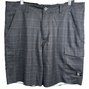 Vans Vanphibian Series Cargo Shorts Mens 38 Black Plaid Lining Quick Dry Pockets